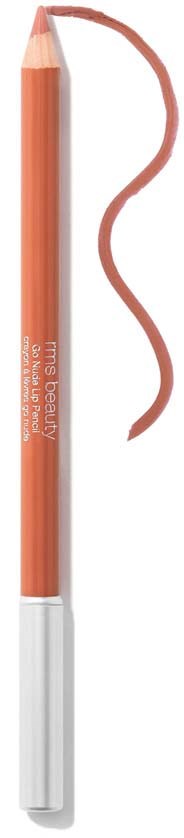 A brown lip liner pencil with a small, curved line of the same color drawn next to it.