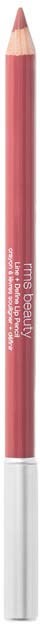 A pink makeup pencil with white and silver details and writing on it.
