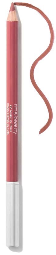 A pink lipstick pencil with a curved swatch next to it.