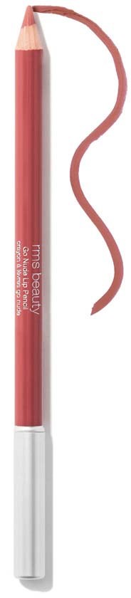 An orange lip liner pencil with a curved line drawn beside it.