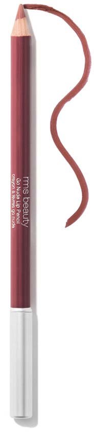 A pink lip liner pencil with a swirled line showing how to use it.