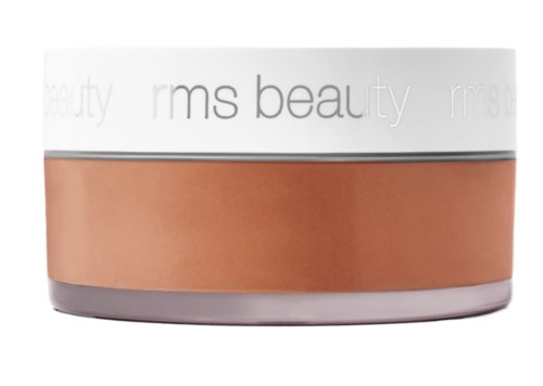 A cosmetic jar with white, pink, and gray colors, labeled "ms beauty."
