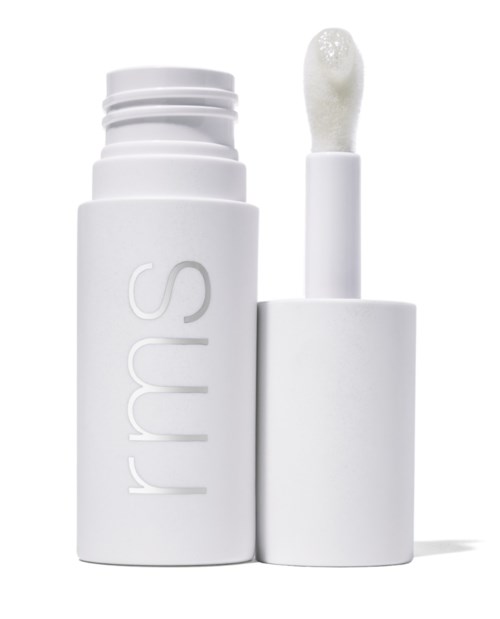 Een witte tube met dop, bevat glans of balsem, en een sponsapplicator om aan te brengen.