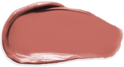 A smear of pinkish-brown lipstick with a shiny edge and uneven shape.
