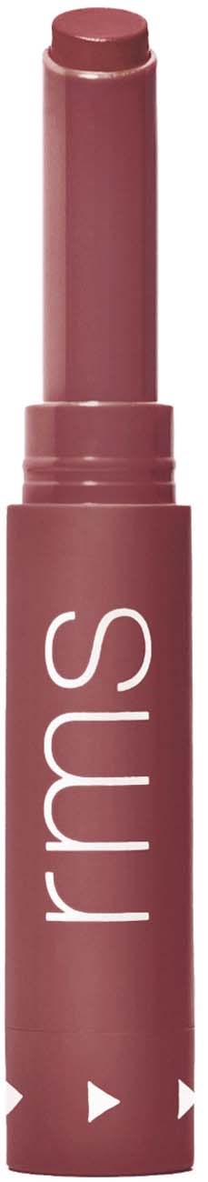 A makeup stick with a pinkish-brown color and the brand name 'rms' on it.