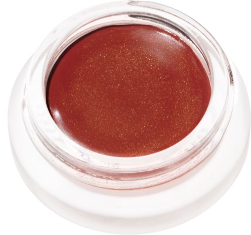 A small jar with red shiny gel or polish, possibly nail polish or cosmetic product.