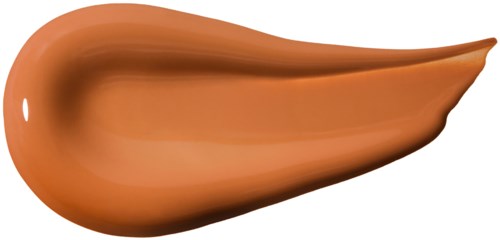 A swatch of brown makeup foundation with a smooth, creamy texture and a rounded shape.