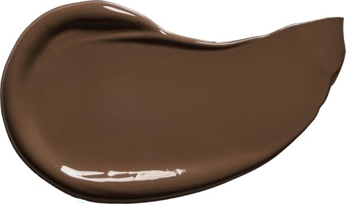 A smear of brown makeup or paint shaped like a curved brush stroke.