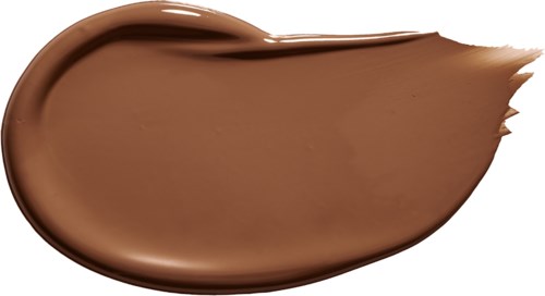 A smooth streak of brown makeup or cream, with a rounded edge and tapered end.