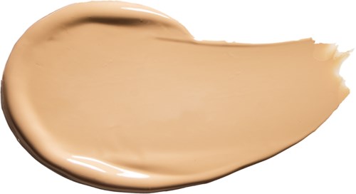 A beige cream with smooth texture spread in a teardrop shape.