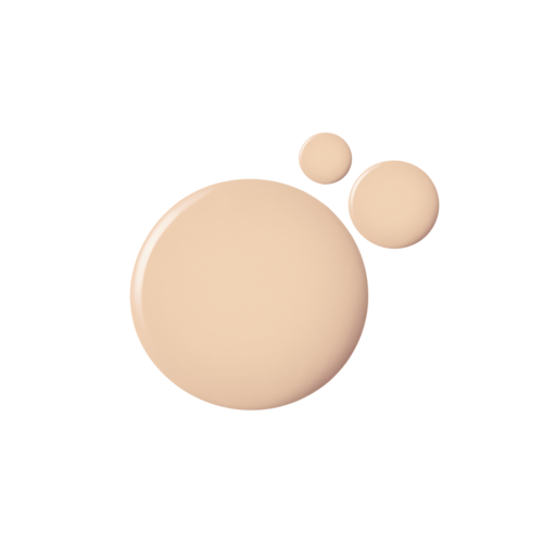 Three beige circular objects of different sizes with a shiny surface. They are floating or placed on a white background.