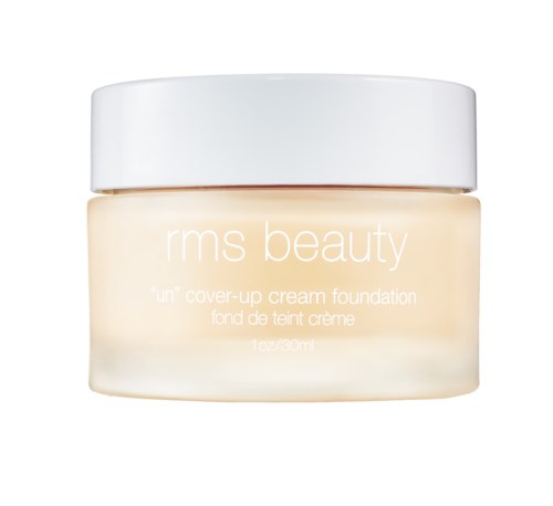 RMS Beauty 'Un' peitevoidevoidepurkki, jossa valkoinen kansi ja vaalean beigesävyinen sisältö.