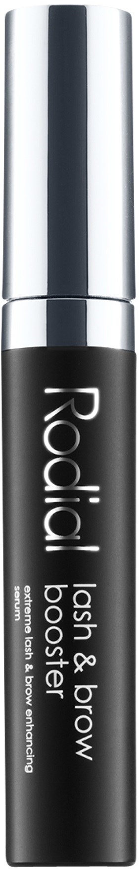 En svart tub med silverlock, märkt 'Radial lash & brow boost' för fransar och ögonbryn.