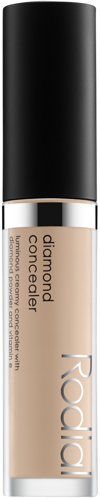En concealertube med sort låg og beige væske indeni, mærket 'Rodia Diamond Concealer'.