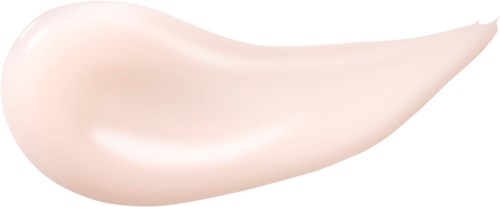 Een dot roze-witte crème of lotion met een gladde, romige textuur. Het buigt omhoog als een druppel.