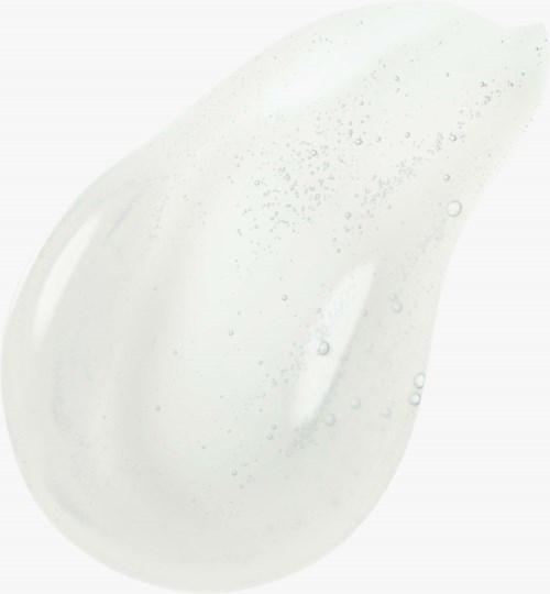 En klar gel med små bubblor, ser slät och glänsande ut, kanske en hudvårds- eller kosmetikprodukt.