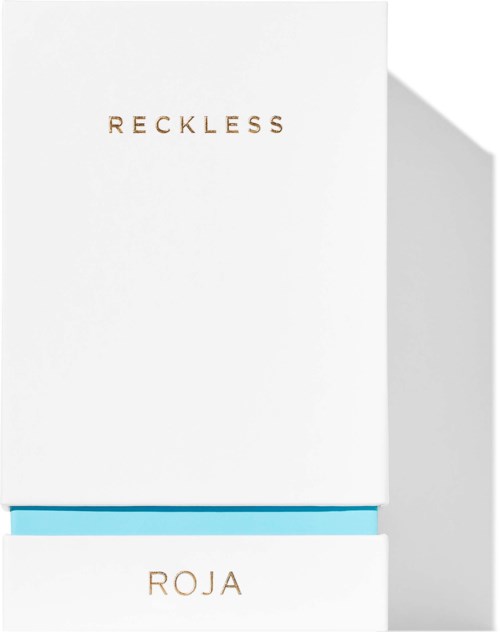 Bildens visar en vit box med ordet "RECKLESS" högst upp och "ROJA" på en lägre remsa, med en skugga.