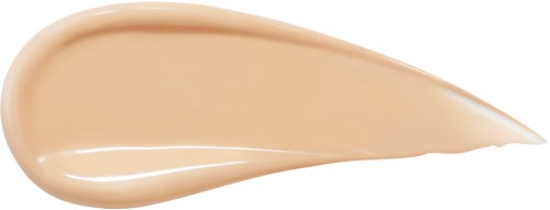 Eine beige Flüssigkeit in Tröpfchenform, wahrscheinlich Foundation oder Lotion.