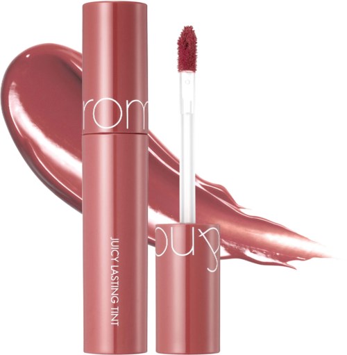 En rosa leppeglansrør med applikator og en skinnende rosa leppefarge eller gloss.
