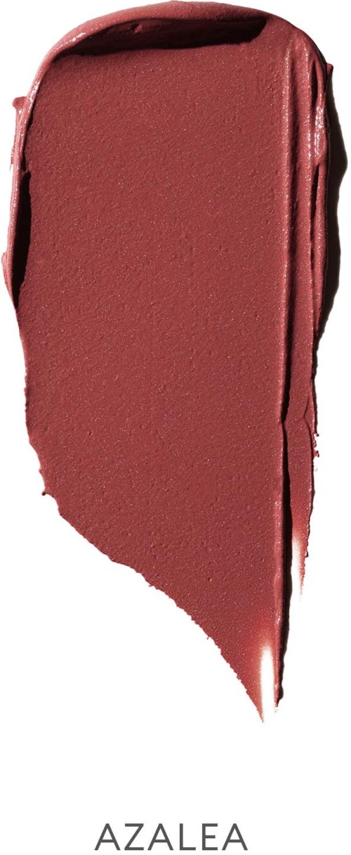A swatch of brownish-pink lipstick with a smooth, shiny texture and a curved shape.