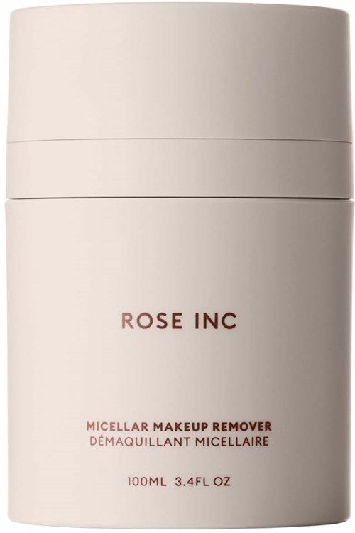 En vit behållare märkt 'Rose Inc' för make-up remover, innehåller 100 ml produkt.