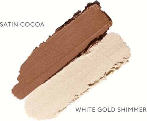 Zwei Make-up-Striche: eins in Satin Cocoa, eins in White Gold Shimmer.