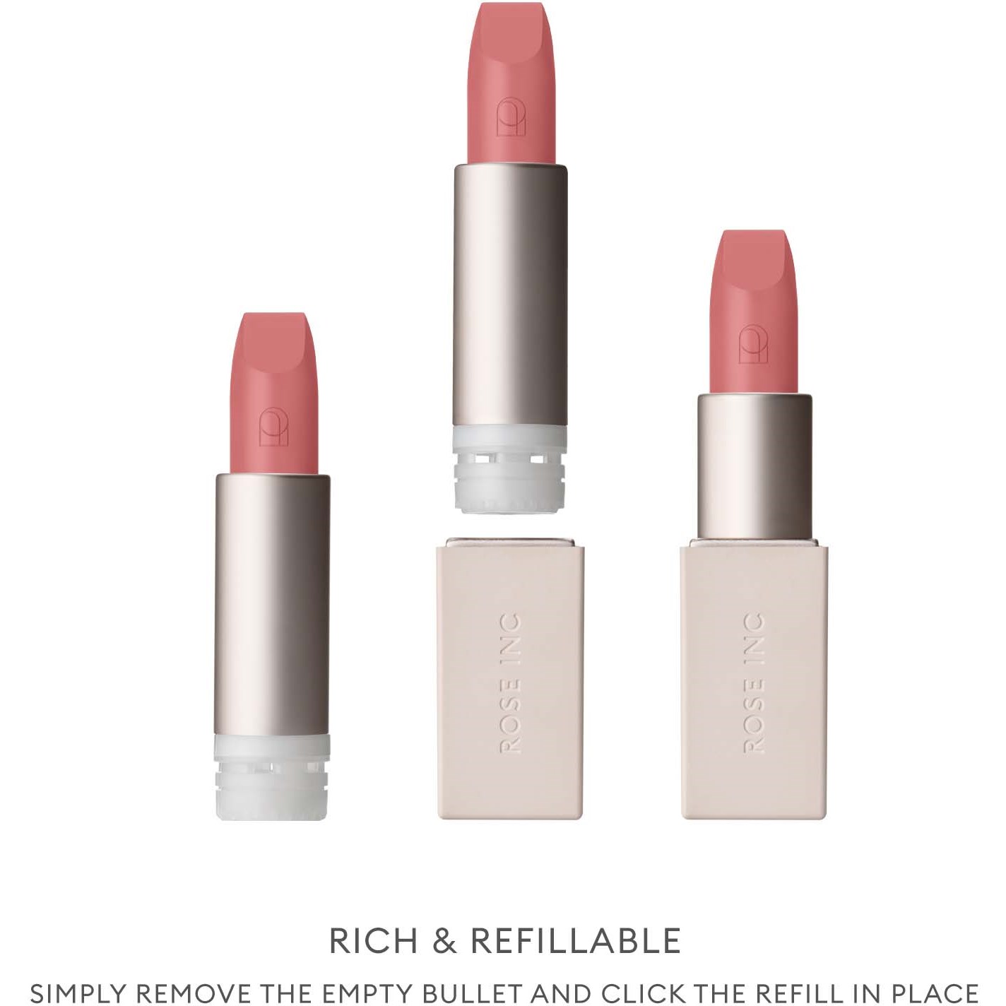 Rose Inc Satin Lip Color Rich Refillable Lipstick Demure (obrázok 7)