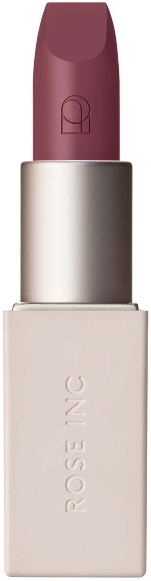Ein Lippenstift in einer hellrosa Verpackung mit dem Markennamen 'ROSE', und der Lippenstift selbst ist dunkelrosa.