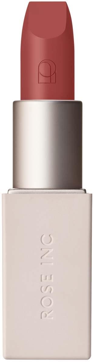 Ein Lippenstift mit hellrosa Hülse und dunklerem Pink im Produkt. Es hat ein schlichtes, modernes Design.