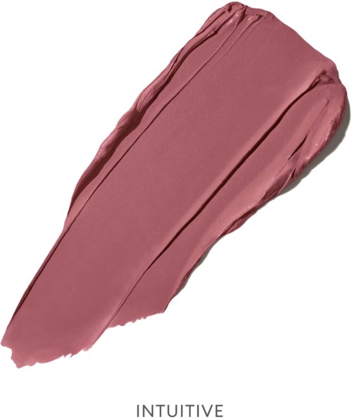 Ein Tupfer rosa-braune Schminke oder Lippenstift mit glatter, geschwungener Oberfläche.