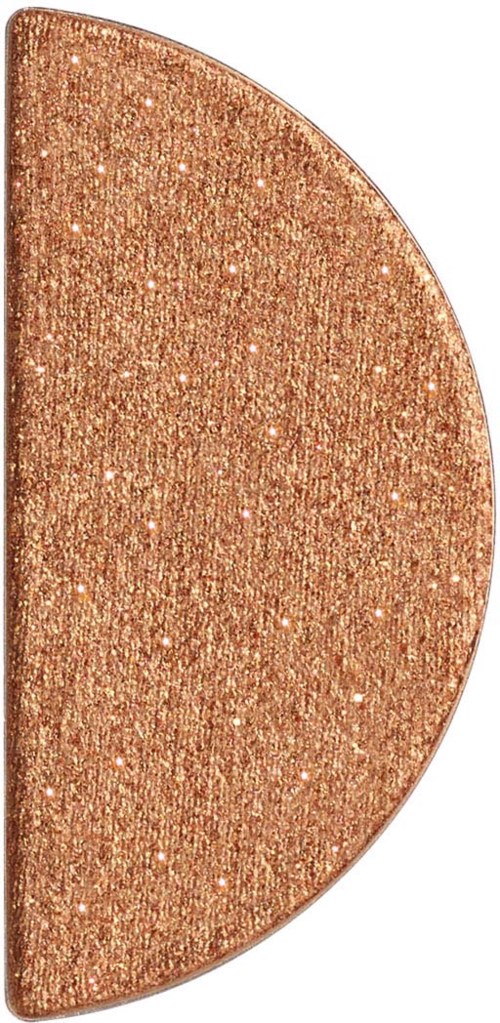 En halvsirkel øyenskygge med glitter, skinnende, rosegullfarge.