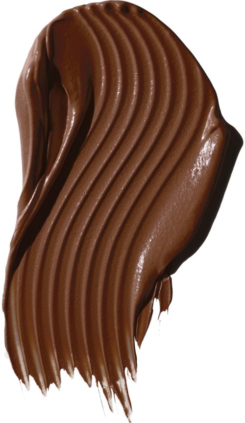 En virvling av slät choklad med ränder, formad som en flytande våg.