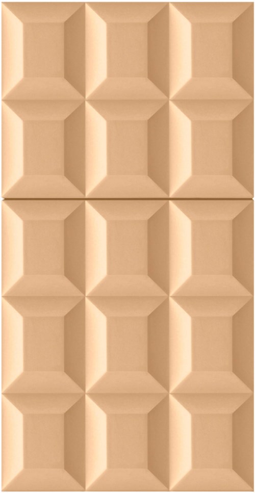 En beige sminkpalett med geometriske former og 15 tomme rom.
