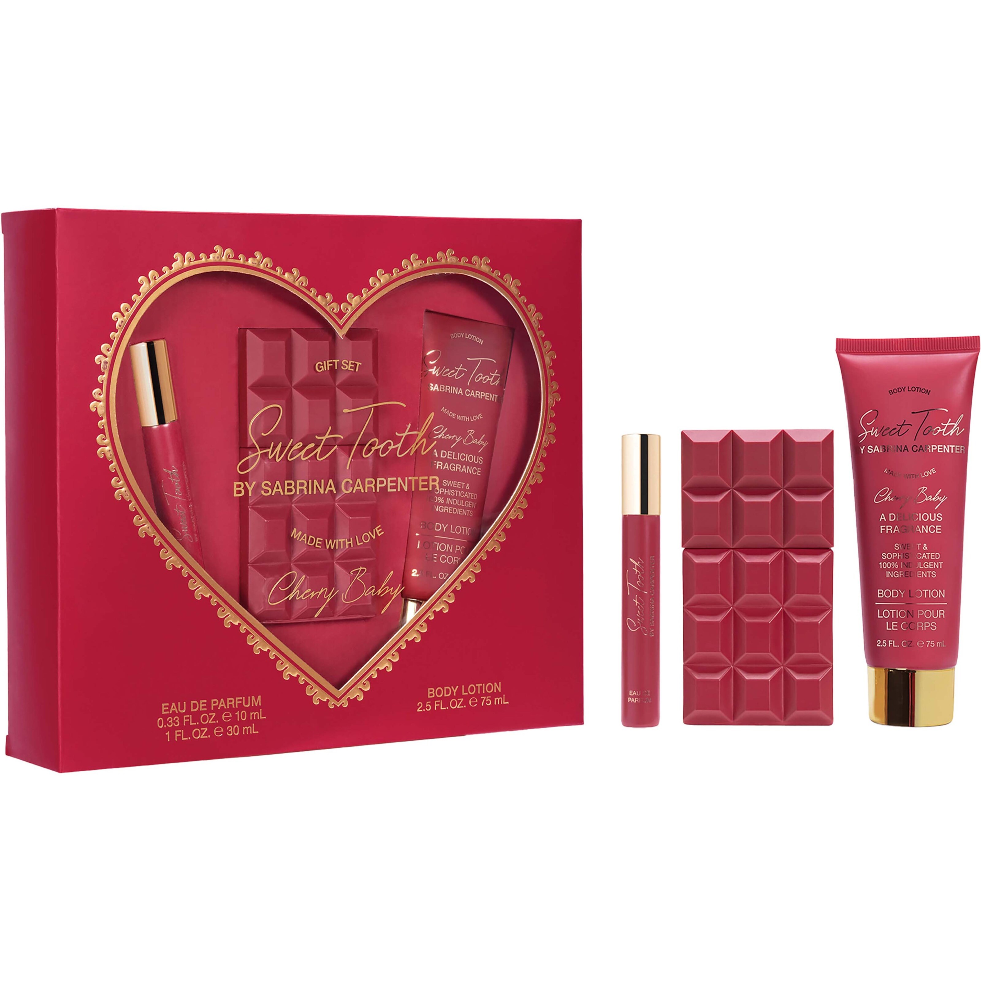 Sabrina Carpenter Gift Set Cherry Baby EdP 30 ml + Travel Spray 10 ml + Body Lotion 75 ml