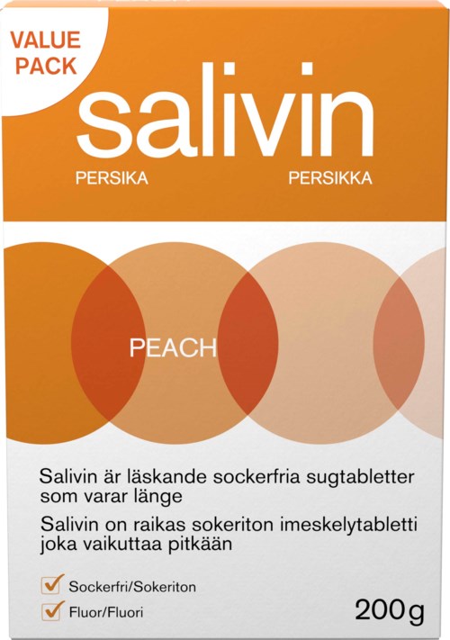 Salivin Sugtabletter Peach 200 g