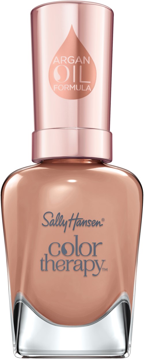 En flaska Sally Hansen Lätt färgterapi nagellack med arganolja i en beige färg.