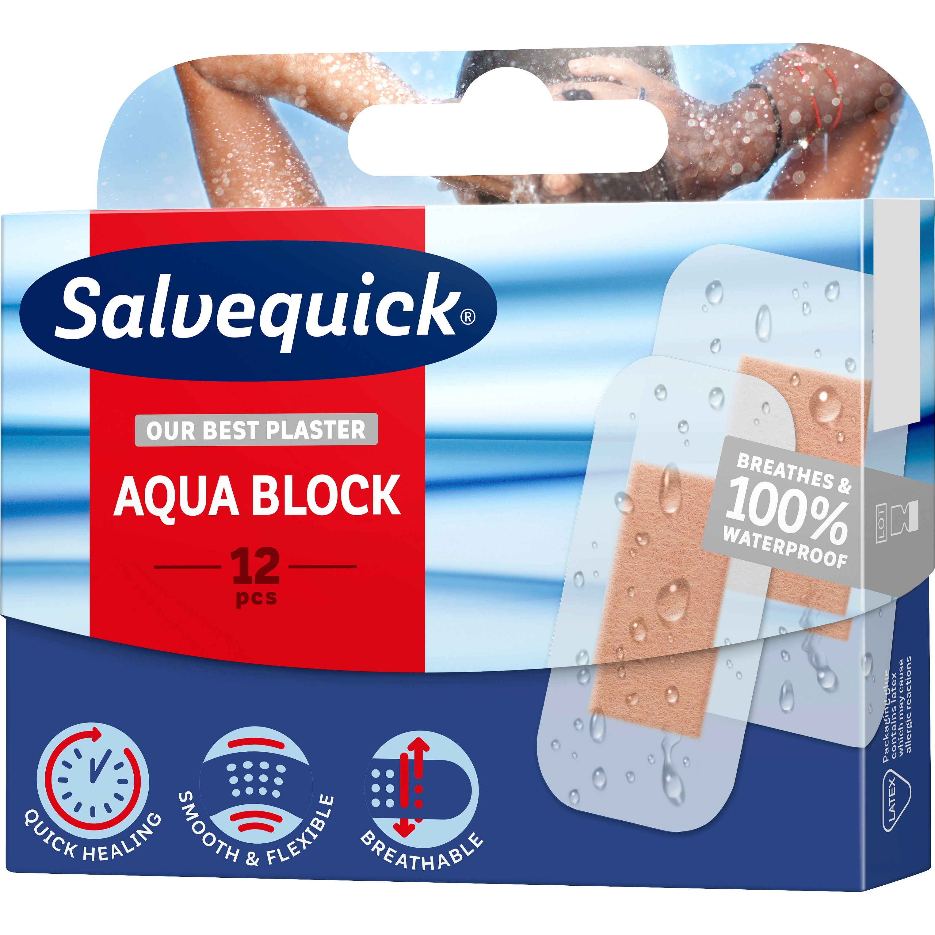 Salvequick Aqua Block Plaster 12 stk. billede
