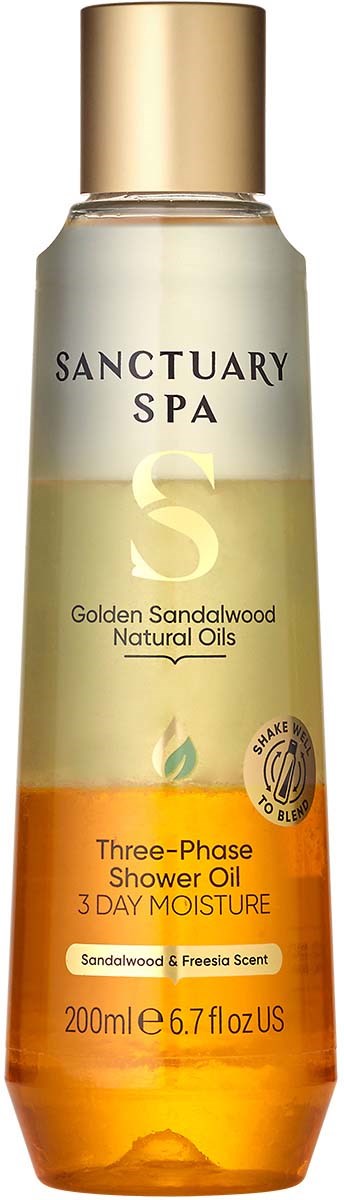 Sanctuary Spa Golden Sandalwood Natural Oils Three-Phase Shower Oil 200 ml