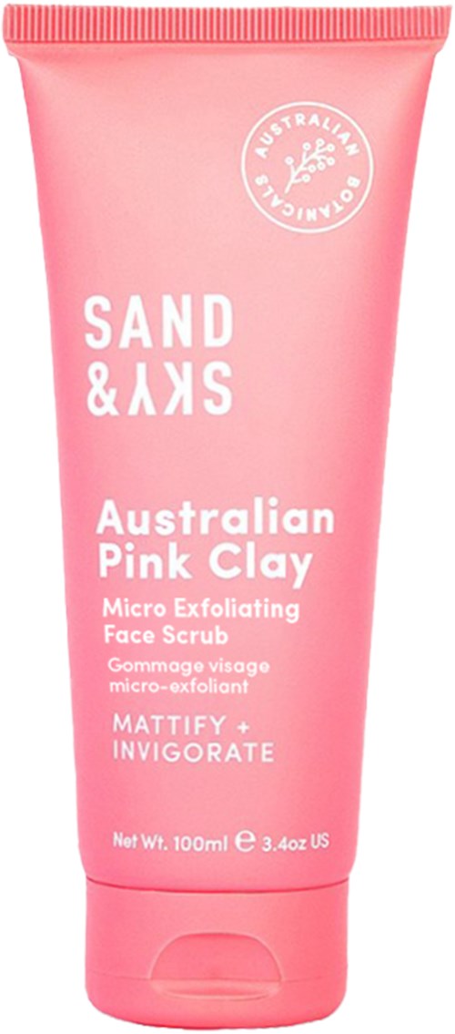 Pink tube inneholder australsk rosa leire mikropeeling ansiktsskrubb, 100ml, med fordeler for hudpleie.