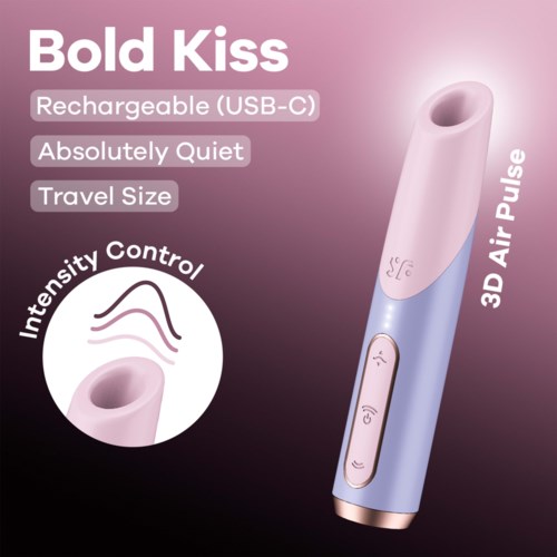 En liten bærbar enhet kalt Bold Kiss, har USB-C-opplading, stille drift og justerbar intensitetskontroll.