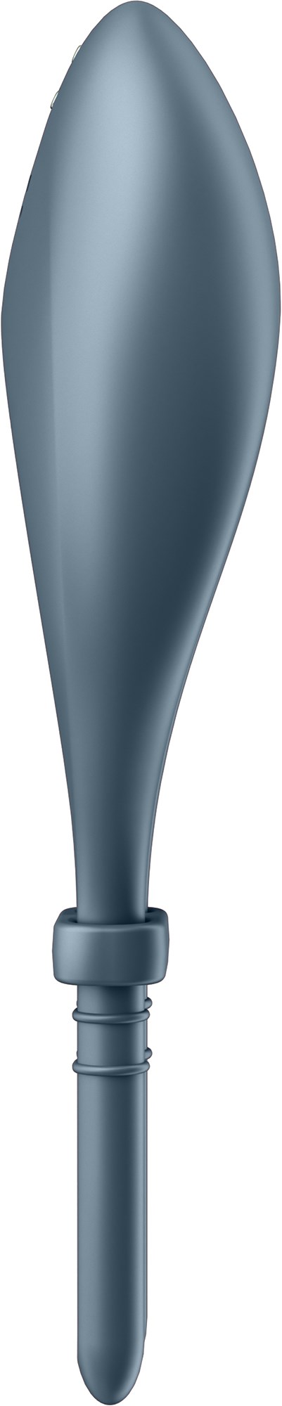 Een metalen lepel met een ronde, gladde kom en een lange steel.