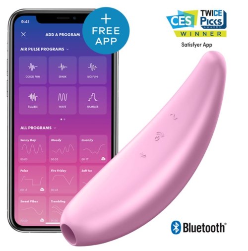 En rosa, kurvad enhet med Bluetooth, samt en telefon som visar träningsprogram.