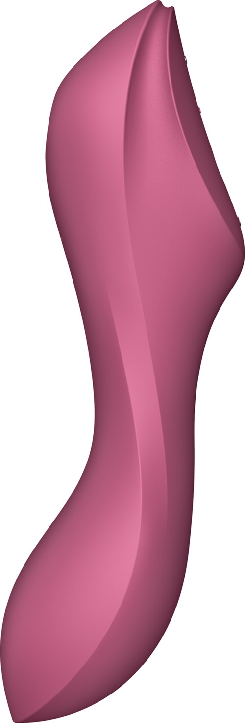 Rosa, gebogene, abstrakte Skulptur mit glatten Oberflächen und modernem Design.