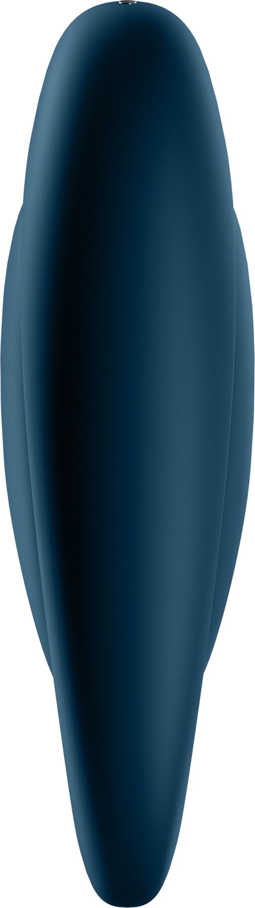A sleek, dark blue, elongated device with smooth curves, possibly a personal care or tech product.