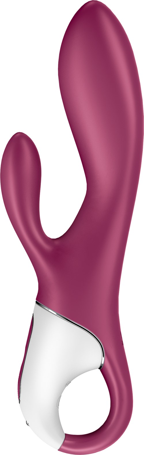 Lila, gebogene, hasenförmige Vibrator mit Griff, für intime Freude.