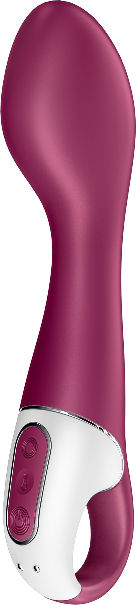 En rosa och vit handhållen enhet med knappar, troligtvis en massageapparat eller vibrator.