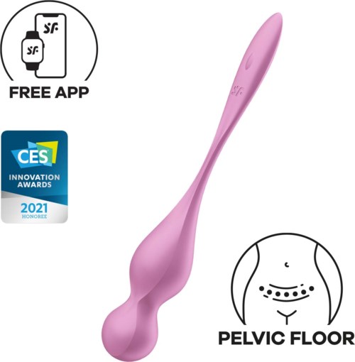 Valkoinen laite, jossa pyöreä varsi, palkittu innovaatista, ja mainosmerkit ilmaisesta sovelluksesta.