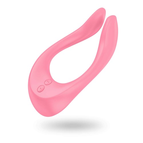 Pinkki U-muotoinen lelu, jossa on kaksi säätöpainiketta.
