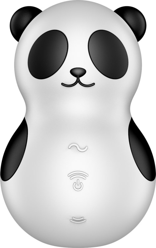 A cute panda-shaped device with buttons on its belly, likely for entertainment or toy use.