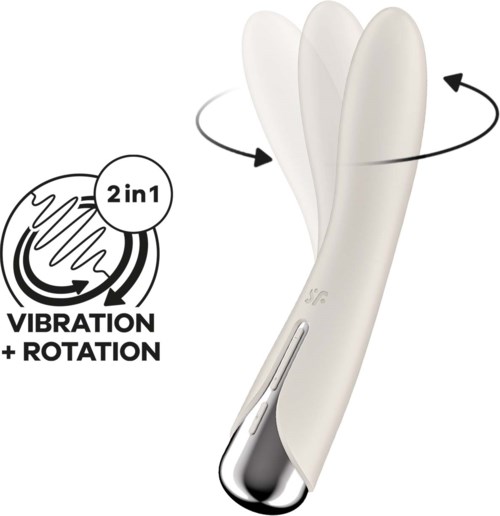 En vit enhet med flexibel, vinge-liknande design som vibrerar och roterar för massage.